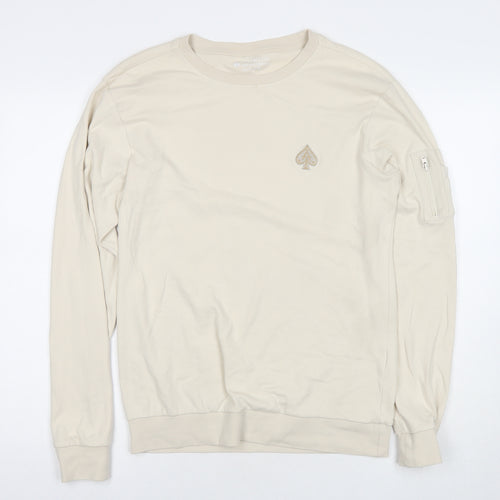 Acevestiti Womens Beige Cotton Pullover Sweatshirt Size S Pullover