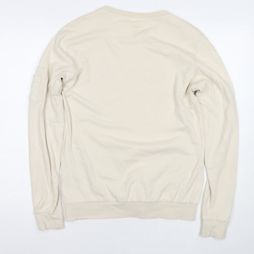 Acevestiti Womens Beige Cotton Pullover Sweatshirt Size S Pullover