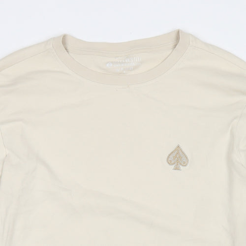 Acevestiti Womens Beige Cotton Pullover Sweatshirt Size S Pullover