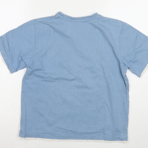 Red Herring Boys Blue Cotton Basic T-Shirt Size 11-12 Years Round Neck Pullover