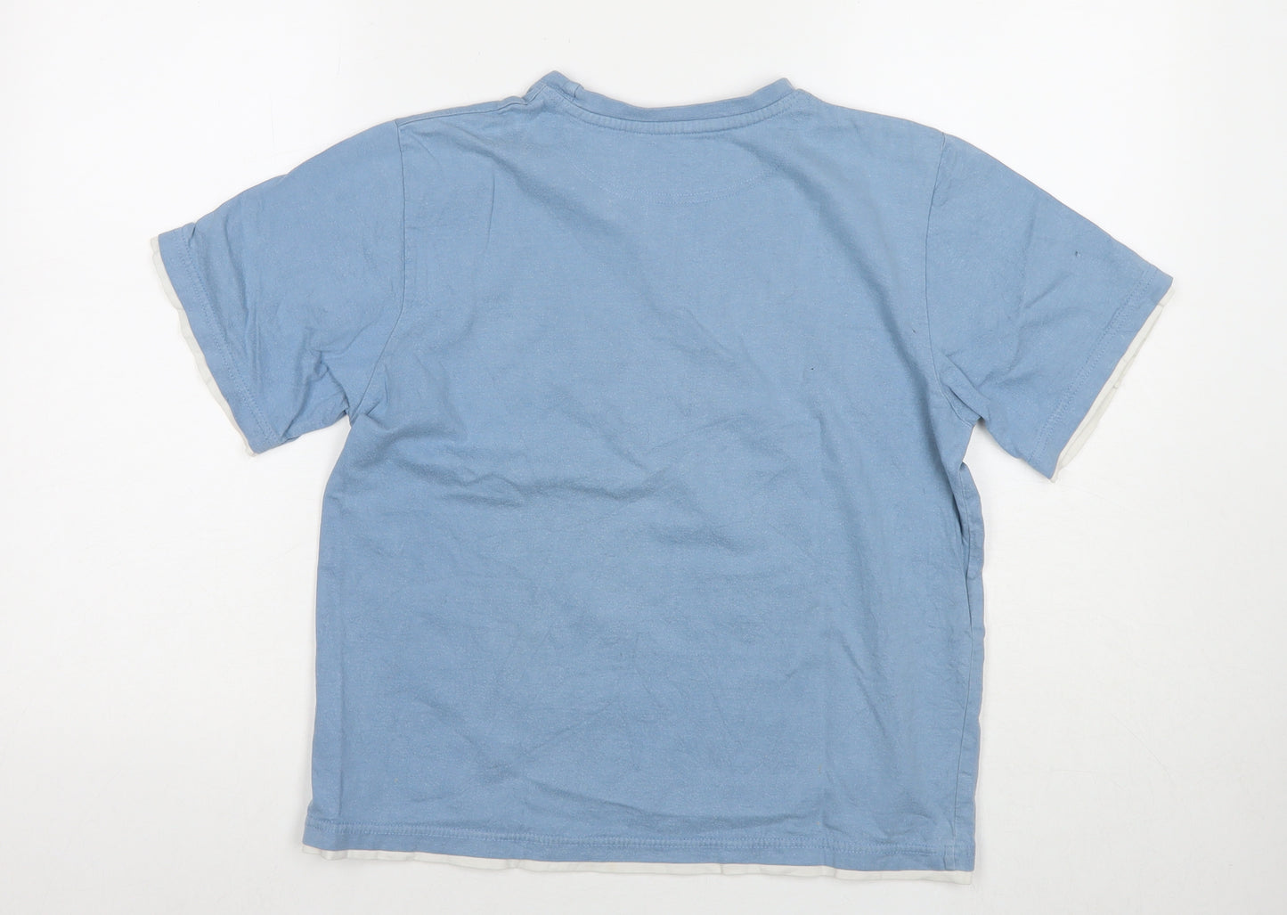 Red Herring Boys Blue Cotton Basic T-Shirt Size 11-12 Years Round Neck Pullover