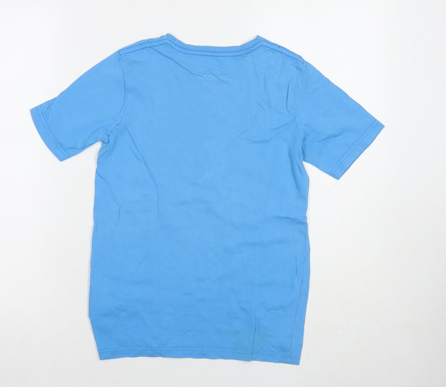 Quiksilver Boys Blue Cotton Basic T-Shirt Size 12 Years Round Neck Pullover - Logo