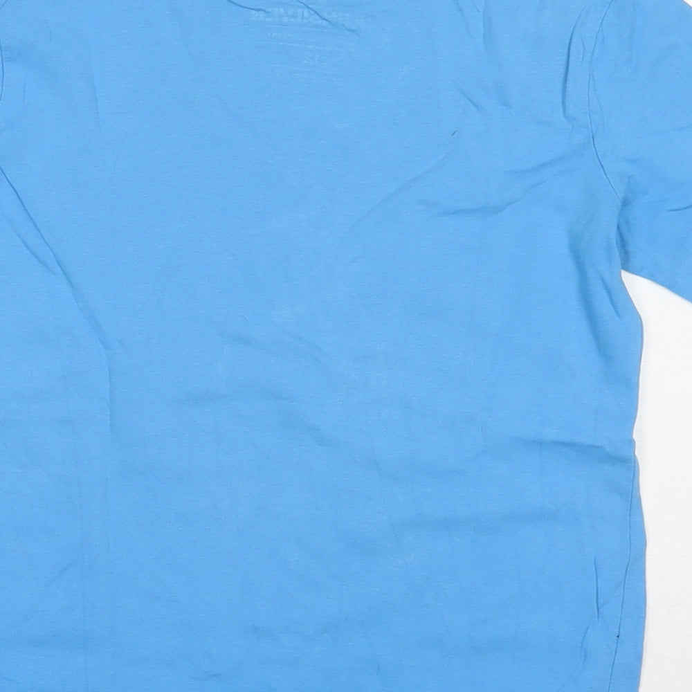 Quiksilver Boys Blue Cotton Basic T-Shirt Size 12 Years Round Neck Pullover - Logo