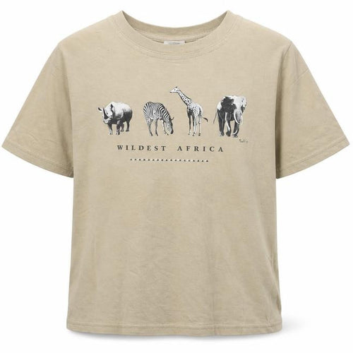 Spirit Of Africa Boys Beige Cotton Basic T-Shirt Size 7-8 Years Round Neck Pullover - Wildest Africa