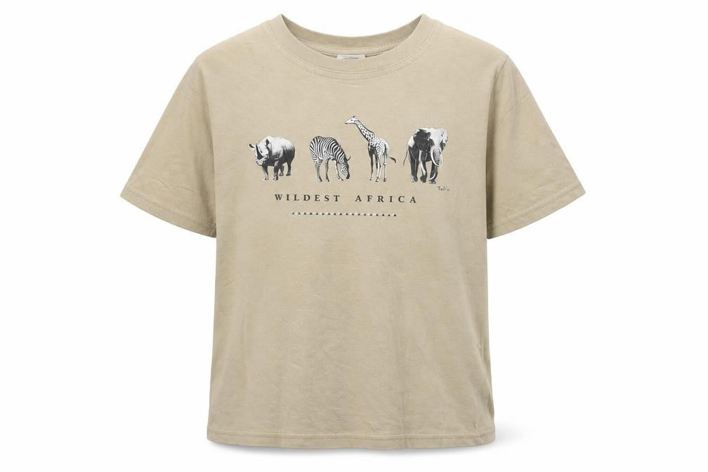 Spirit Of Africa Boys Beige Cotton Basic T-Shirt Size 7-8 Years Round Neck Pullover - Wildest Africa