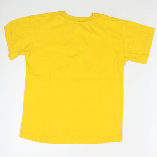 Punch Boys Yellow Cotton Basic T-Shirt Size 10 Years Round Neck Pullover - Jungle Animals Text