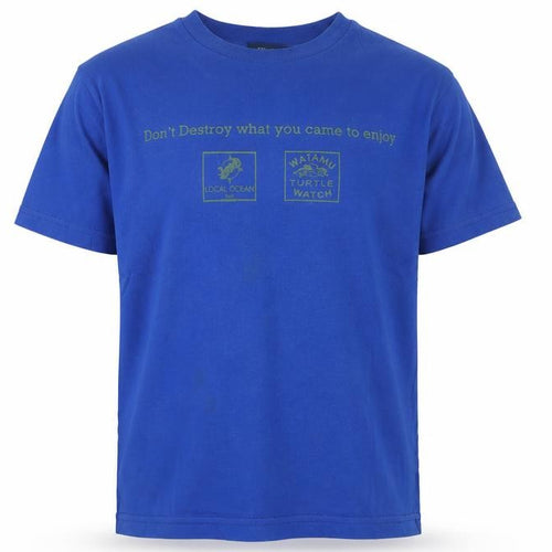 One Way Boys Blue Cotton Basic T-Shirt Size M Round Neck Pullover - Turtle, Don't destroy what you came to enjoy