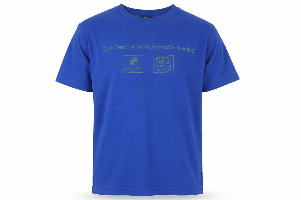 One Way Boys Blue Cotton Basic T-Shirt Size M Round Neck Pullover - Turtle, Don't destroy what you came to enjoy