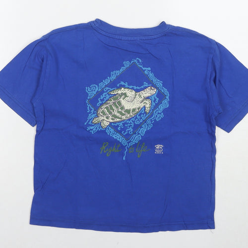 One Way Boys Blue Cotton Basic T-Shirt Size M Round Neck Pullover - Turtle, Don't destroy what you came to enjoy