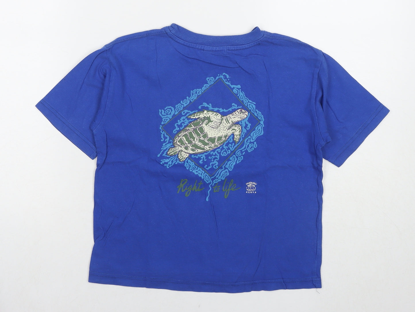 One Way Boys Blue Cotton Basic T-Shirt Size M Round Neck Pullover - Turtle, Don't destroy what you came to enjoy