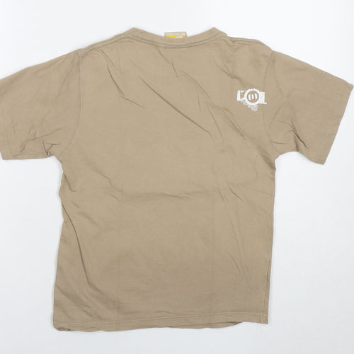 Animal Boys Brown Cotton Basic T-Shirt Size M Round Neck Pullover