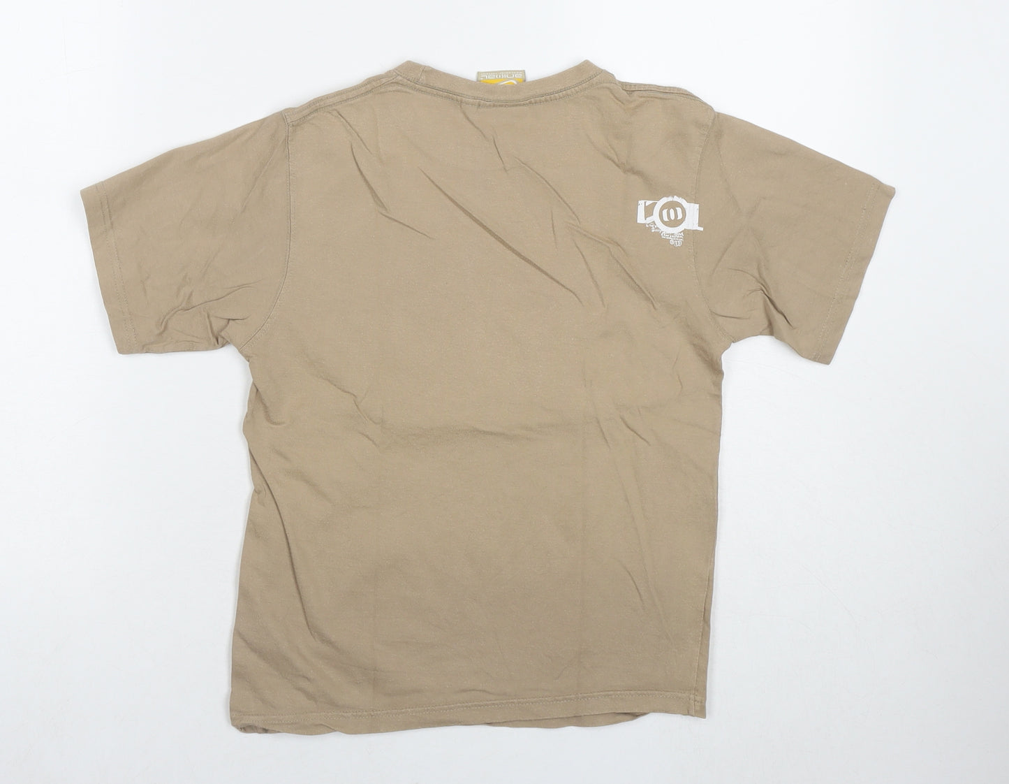 Animal Boys Brown Cotton Basic T-Shirt Size M Round Neck Pullover