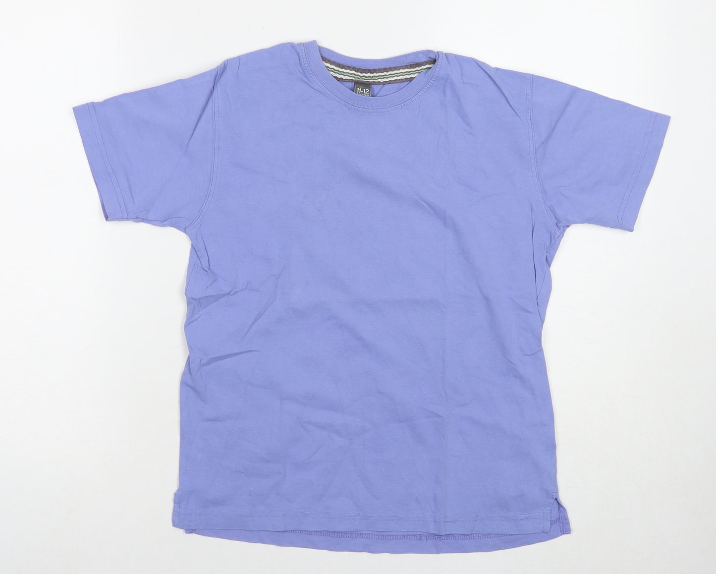 Zara Boys Blue Cotton Basic T-Shirt Size 11-12 Years Round Neck Pullover