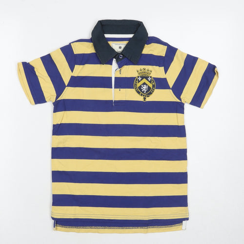 Joules Boys Multicoloured Striped Cotton Pullover Polo Size 8 Years Collared Pullover