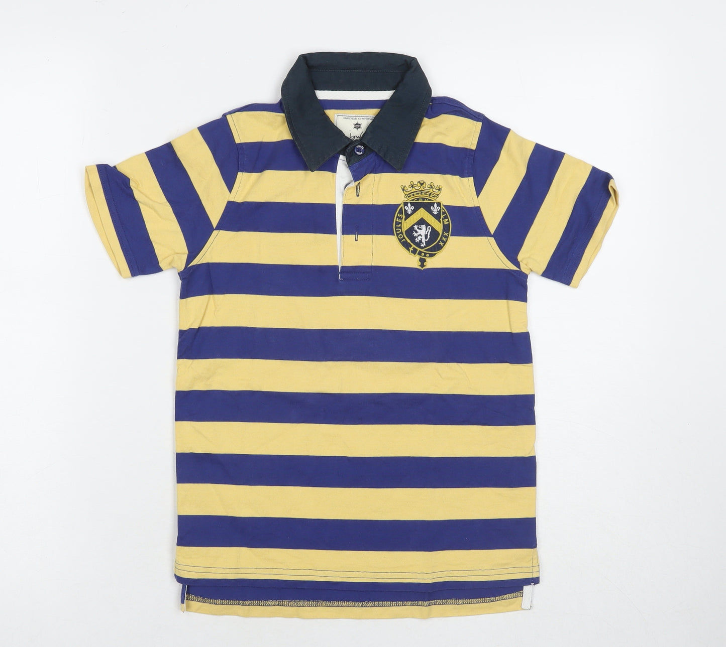 Joules Boys Multicoloured Striped Cotton Pullover Polo Size 8 Years Collared Pullover