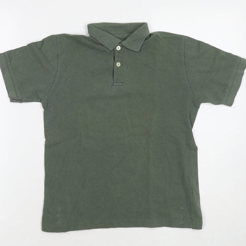 St Michael Boys Green Cotton Pullover Polo Size 9-10 Years Collared Pullover