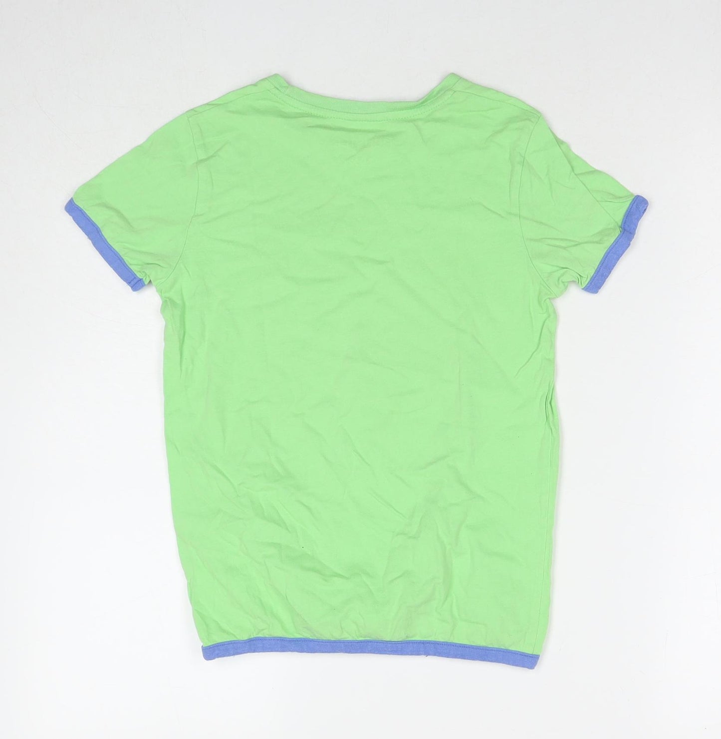 TEX Boys Green Cotton Basic T-Shirt Size 11-12 Years Round Neck Pullover - Boat text