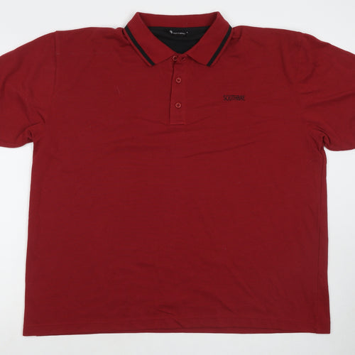 South Bay Mens Red Polyester Polo Size XL Collared Pullover