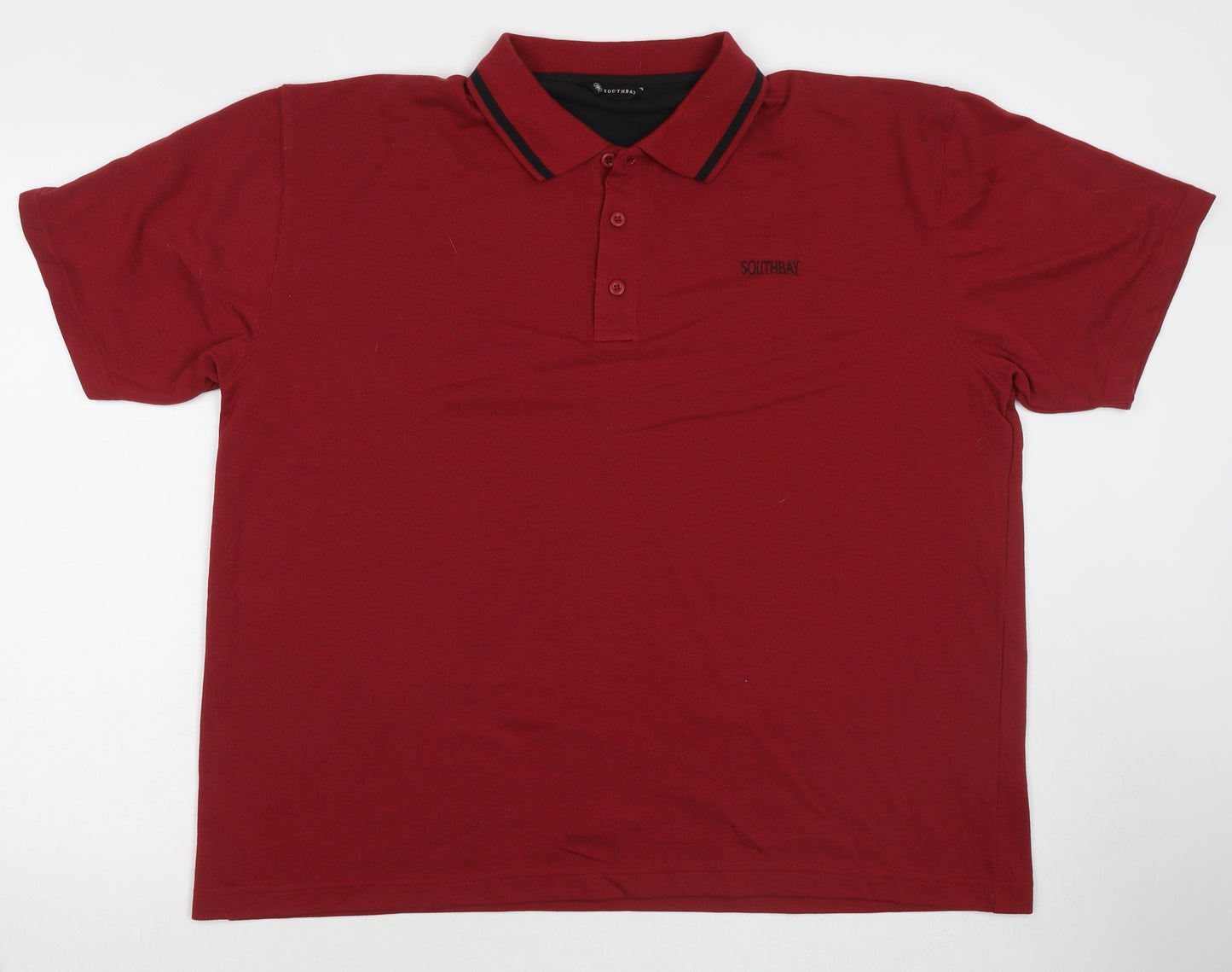 South Bay Mens Red Polyester Polo Size XL Collared Pullover