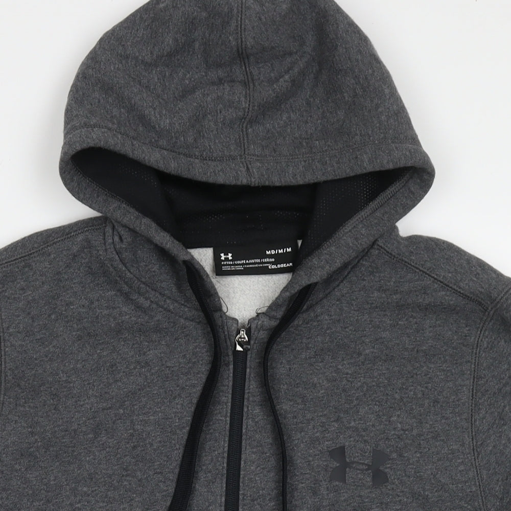 Under armour Mens Grey Cotton Full Zip Hoodie Size M