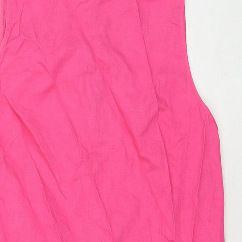 Marks and Spencer Womens Pink Linen A-Line Size 12 Round Neck Pullover