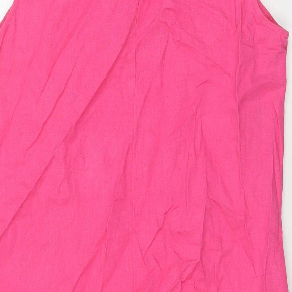 Marks and Spencer Womens Pink Linen A-Line Size 12 Round Neck Pullover