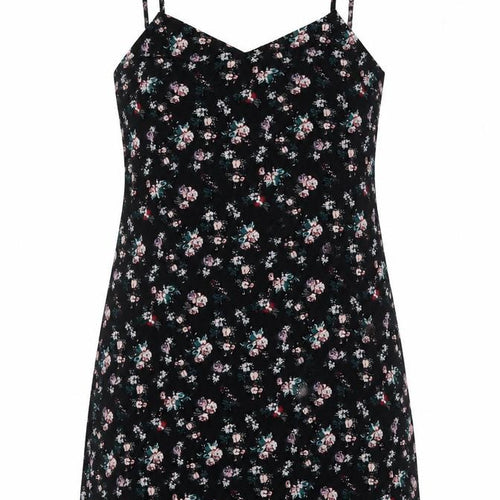 Divided by H&M Womens Black Floral Polyester Tank Dress Size 10 V-Neck Pullover
