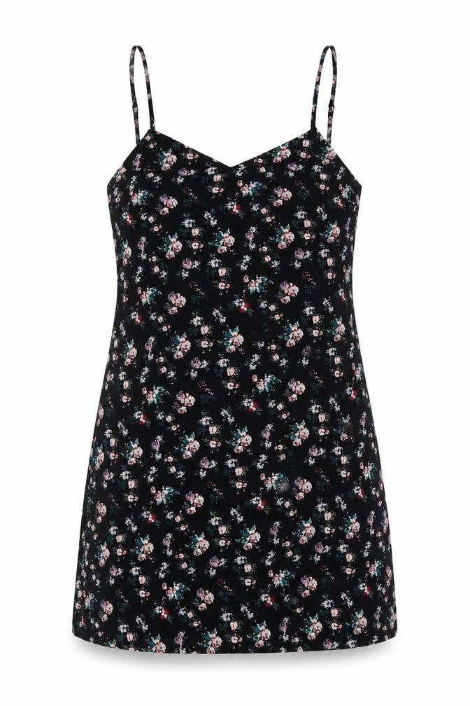 Divided by H&M Womens Black Floral Polyester Tank Dress Size 10 V-Neck Pullover