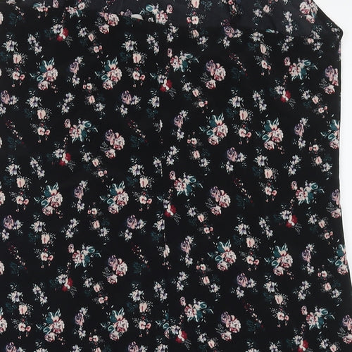 Divided by H&M Womens Black Floral Polyester Tank Dress Size 10 V-Neck Pullover