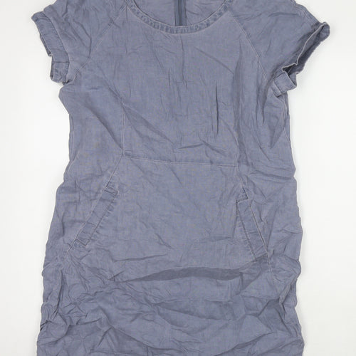 Part Two Womens Grey Linen A-Line Size 14 Round Neck Pullover
