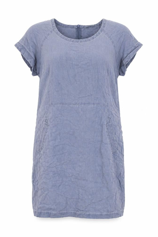 Front view of Part Two women’s grey linen a-line, size UK 14, round neck pullover