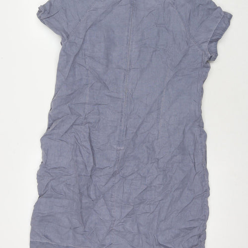 Part Two Womens Grey Linen A-Line Size 14 Round Neck Pullover