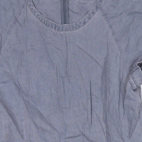 Part Two Womens Grey Linen A-Line Size 14 Round Neck Pullover