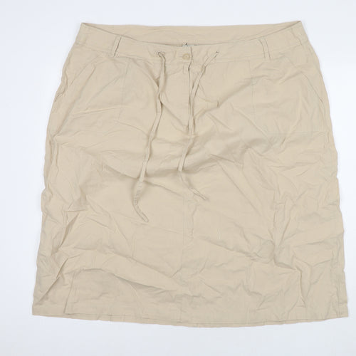 Cotton Traders Womens Beige Cotton A-Line Skirt Size 44 in Zip