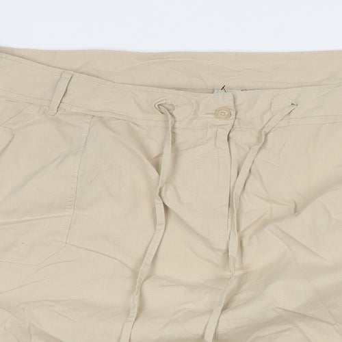 Cotton Traders Womens Beige Cotton A-Line Skirt Size 44 in Zip