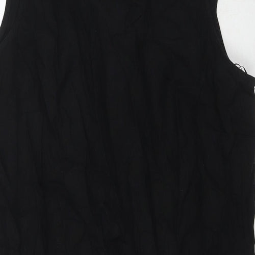 Marks and Spencer Womens Black Linen A-Line Size 12 Round Neck Button