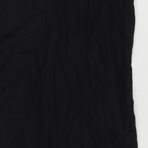 Marks and Spencer Womens Black Linen A-Line Size 12 Round Neck Button