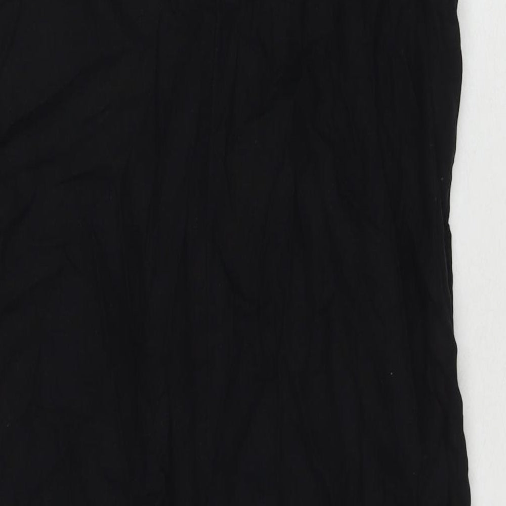 Marks and Spencer Womens Black Linen A-Line Size 12 Round Neck Button