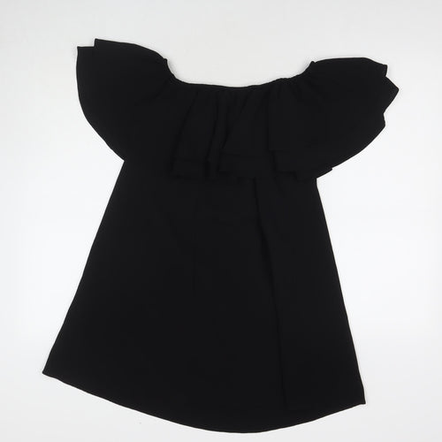 New Look Womens Black Polyester A-Line Size 8 Square Neck Pullover