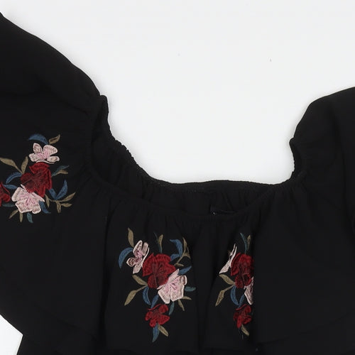 New Look Womens Black Polyester A-Line Size 8 Square Neck Pullover