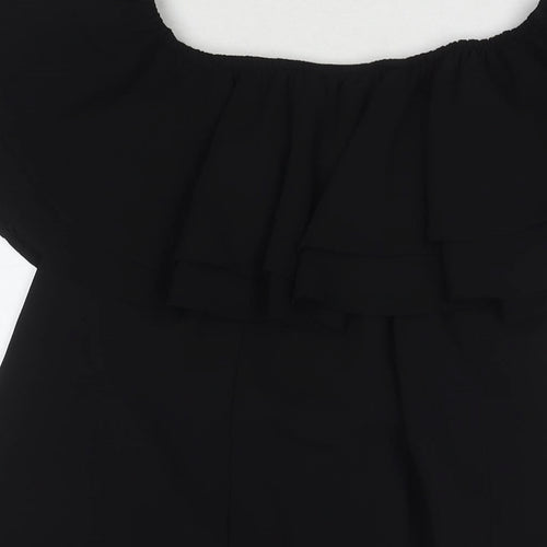 New Look Womens Black Polyester A-Line Size 8 Square Neck Pullover