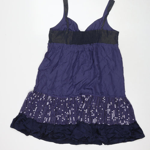 Warehouse Womens Purple Polyester Tank Dress Size 16 V-Neck Pullover
