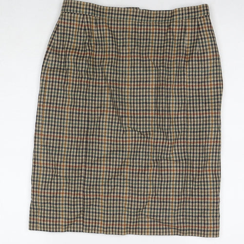Cordings Womens Brown Check Polyester Straight & Pencil Skirt Size 30 in Zip
