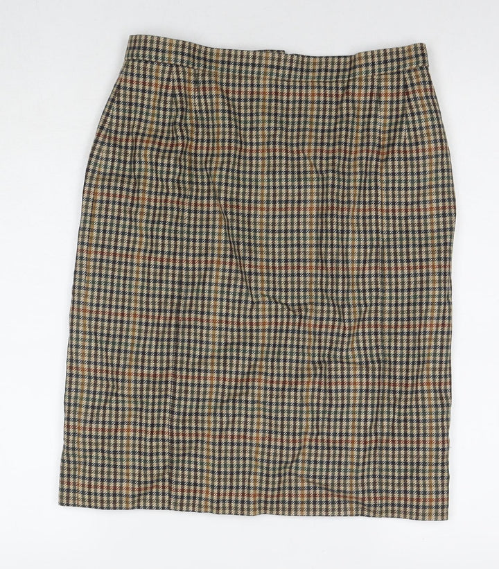 Cordings Womens Brown Check Polyester Straight & Pencil Skirt Size 30 in Zip