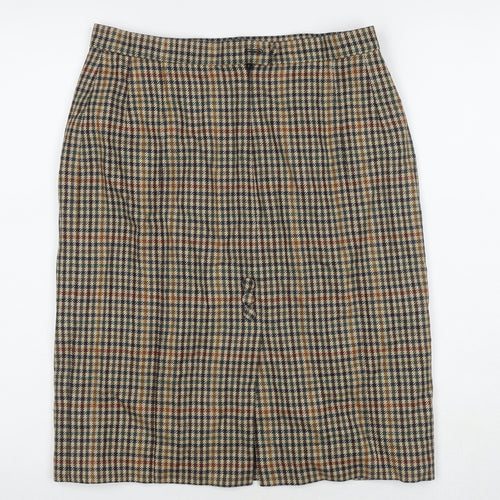 Cordings Womens Brown Check Polyester Straight & Pencil Skirt Size 30 in Zip