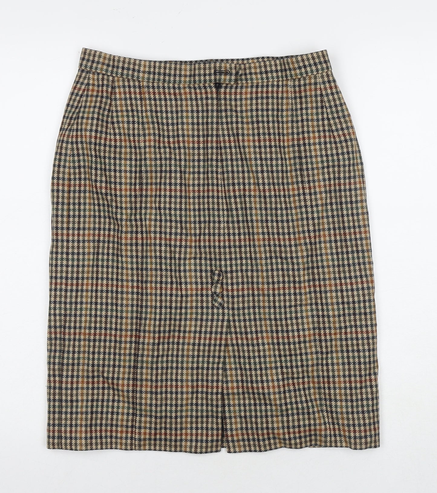 Cordings Womens Brown Check Polyester Straight & Pencil Skirt Size 30 in Zip