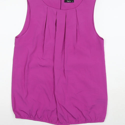 M&Co Womens Purple Polyester Basic Tank Size 12 Round Neck
