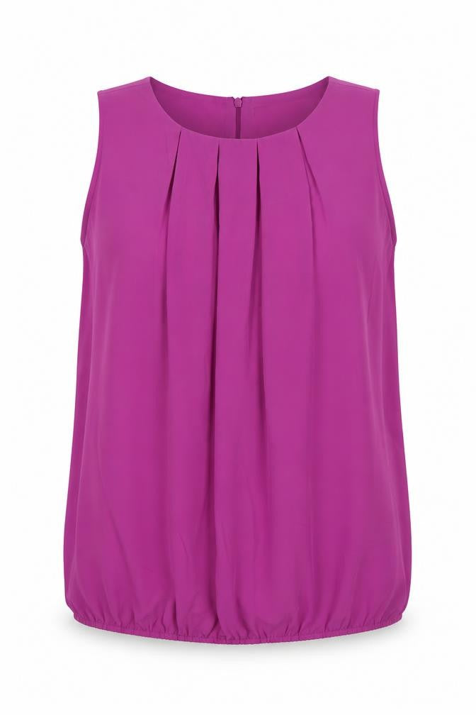 Front view of M&Co women’s purple polyester basic tank, size UK 12, round neck