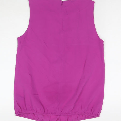 M&Co Womens Purple Polyester Basic Tank Size 12 Round Neck