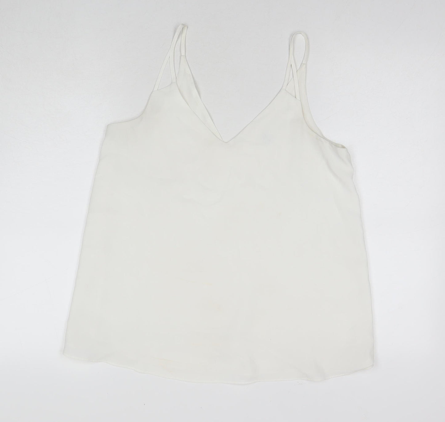 River Island Womens White Polyester Basic Tank Size 10 V-Neck